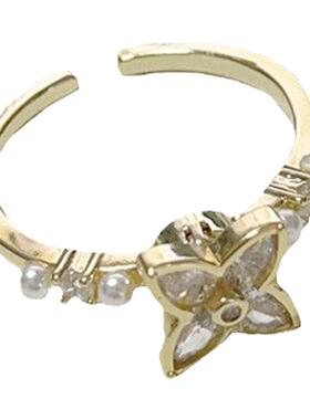 女铜简约活口戒指旋转花朵