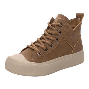 真皮大码休闲女鞋41到43高帮鞋女款2025年新款秋冬加绒平底运动鞋