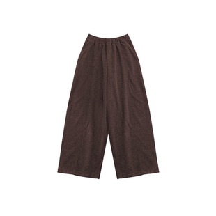 棕色毛呢阔腿裤子女款冬加厚休闲磨毛裤大码美拉德今年流行梧桐裤