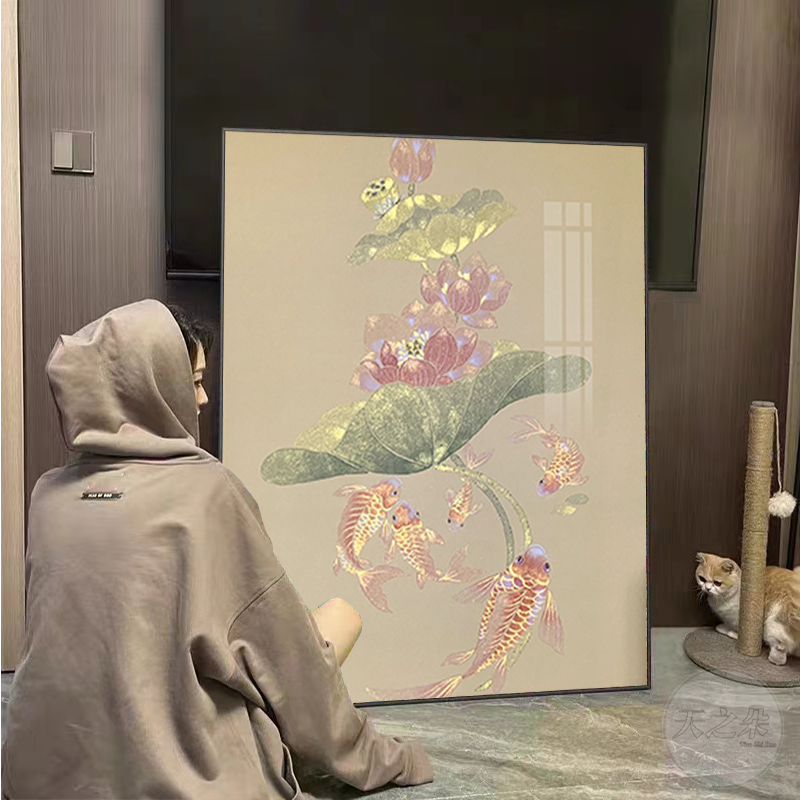 好运锦鲤钻石画满钻富贵吉祥十字绣点钻砖石手工贴画带框2024新款