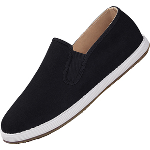 老北京布鞋男士2025春秋新款一脚蹬透气手工千层底乌拉草休闲布鞋