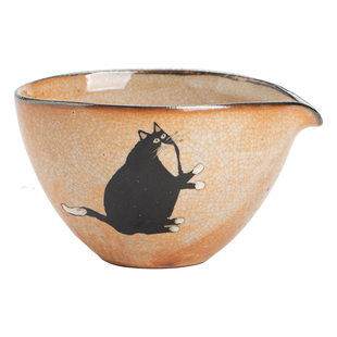 蕴华堂志野烧复古陶瓷公道杯手绘鎏银小猫茶海分茶器单个匀杯公杯