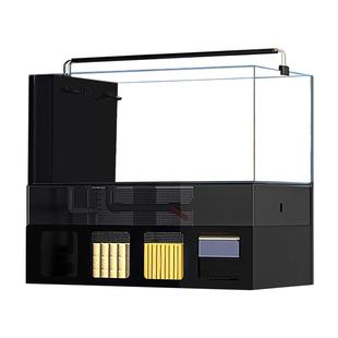 底滤鱼缸带鱼缸架制氧过滤一体式客厅家用落地超白玻璃生态溪流缸