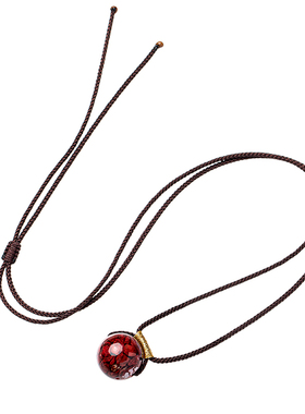 原矿天然朱砂圆珠锁骨项链女