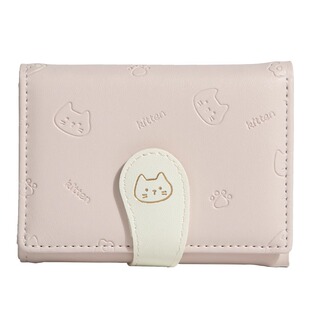 小众卡通可爱猫咪钱包2026新款学生小清新大容量三折多卡位卡包女
