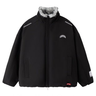 SprayGround鲨鱼嘴座山雕毛领棉服男女冬季保暖立领棉衣厚外套
