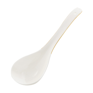 骨瓷描金大圆勺家用长柄大汤勺稀饭勺轻奢陶瓷调羹粥勺大马戈瓷勺