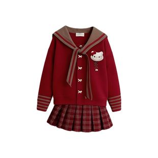 女童过年红色穿搭2026新款马年本命年衣服中大童新年战袍冬装套装