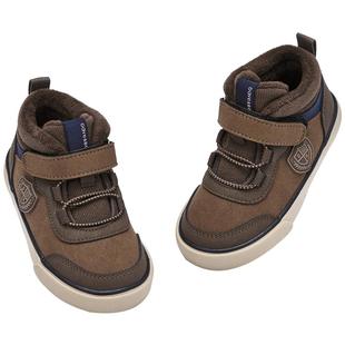 戴维贝拉儿童棉靴男童棉鞋高帮2026冬季新款防滑加绒板鞋大童抗菌