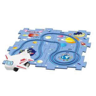 儿童益智轨道车玩具拼图二合一汽车diy拼装自动汽车滑行宝宝男孩