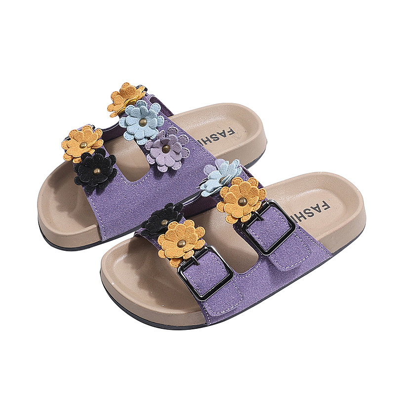 女童夏季新款花朵软底勃肯凉拖