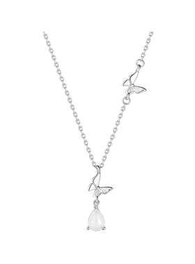 巷南925纯银蝴蝶玉髓项链轻奢女