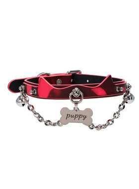 温感变色项圈choker皮铃铛男女puppy挂牌项链