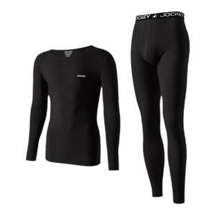 jockey情侣男保暖内衣轻磨毛圆领随心裁打底女士秋衣秋裤套装修身