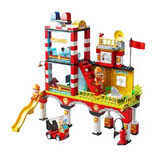费乐消防城市系列大颗粒益智拼装积木消防车模型儿童玩具3-6周岁