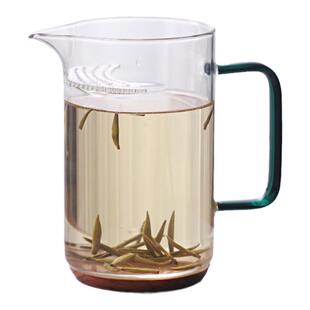 公道杯茶滤一体月牙杯木底分茶器大号过滤茶海耐热玻璃茶隔漏茶具