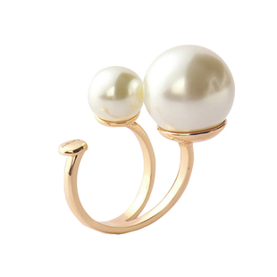 奥米迪奥大小珍珠开口戒指女个性潮人网红夸张食指环纯银轻奢日韩