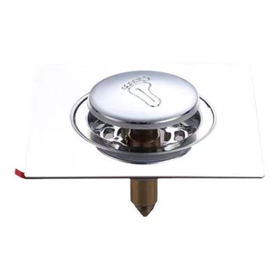 全铜地漏防返臭神器卫生间下水道不锈钢圆形按压式弹跳芯通用防堵