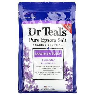 美国Dr. Teal's全泻盐浸泡液薰衣草精油浴盐缓解肌肉疼痛1.36kg