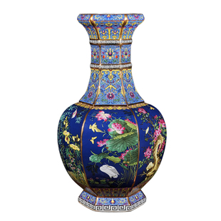 景德镇陶瓷器高端仿古乾隆珐琅彩花瓶古典家居客厅饰品摆件收藏品