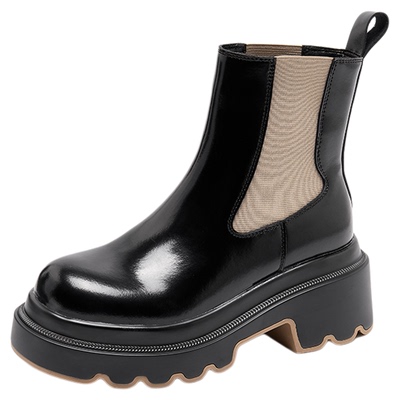 Lee Cooper切尔西靴女款2025新款秋季增高皮面防滑红底鞋烟筒靴女