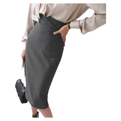 春夏新款白色半身裙女复古优雅高腰包臀裙中长款修身一步裙职业裙