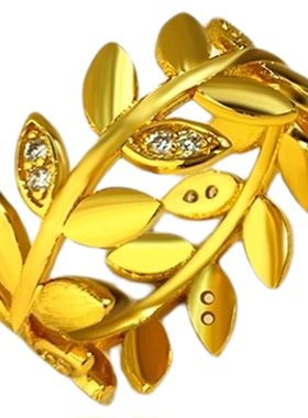 高级感镀黄金色小众麦穗戒指女