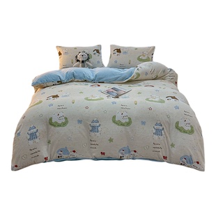 牛奶绒四件套儿童小狗冬季加厚双面珊瑚绒床单被套床上三件套女孩