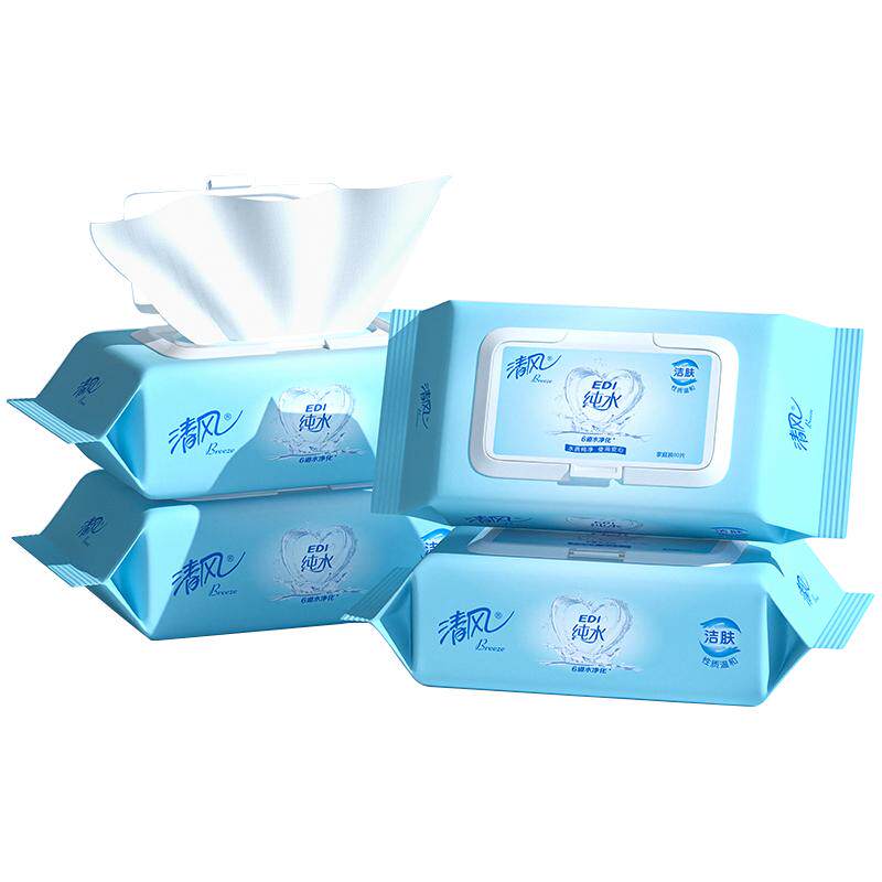 清风纯水湿巾80片4大包