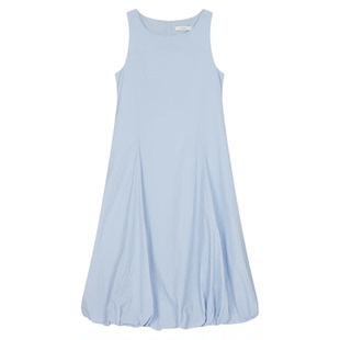 Asobio花苞泡泡袖连衣裙女通勤夏季中长款背心式无袖纯色长裙086