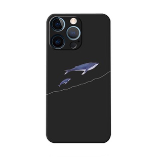 一朶午荷16/17air适用苹果iPhone13Mini手机壳12pro磨砂XR防摔14简约MAX个性11鲸鱼/15