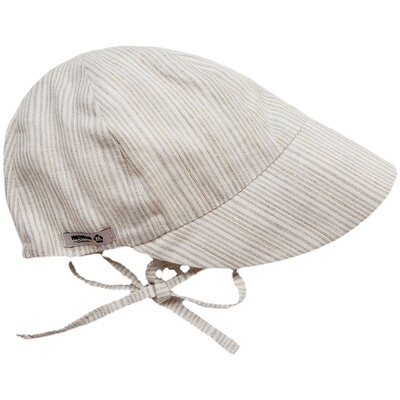 婴儿帽子夏季灰白条纹紫外线大檐