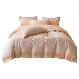 轻奢A类全棉磨毛刺绣四件套加厚保暖被套罩纯棉裸睡秋冬床上用品