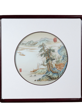 景德镇陶瓷新中式手绘山水瓷板画