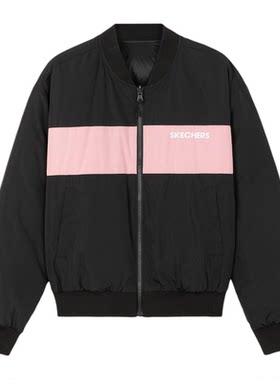 Skechers/斯凯奇秋冬新款女子棒球服夹克梭织短款羽绒服