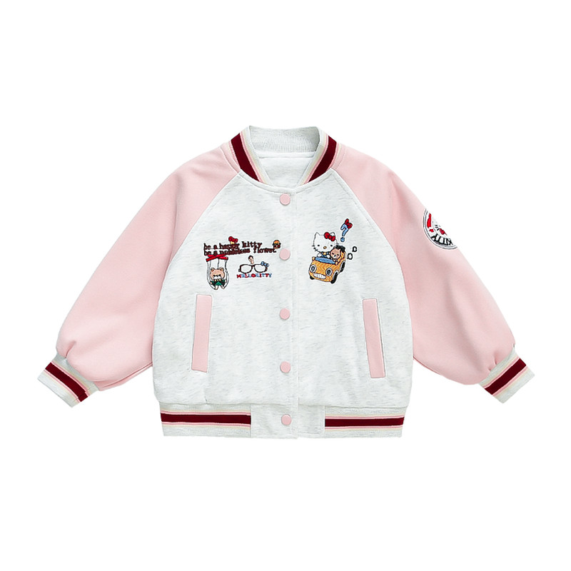 女童2026春秋新款棒球服小女孩卡通凯蒂猫上衣女宝宝洋气时髦外套