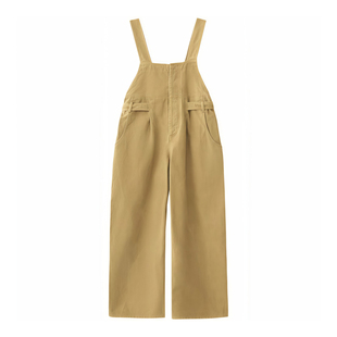 李李服饰卡其慵懒宽松背带牛仔裤女2025冬季时髦减龄显瘦连体长裤