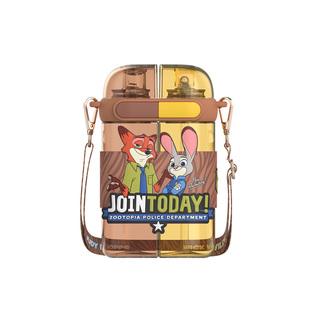 疯狂动物城卡通塑料水杯可爱朱迪尼克学生情侣高颜值双饮吸管杯子