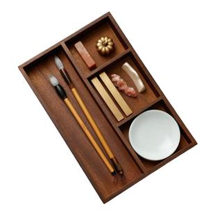 胡桃木文盘托盘茶盘 榫卯环保无味文房四宝砚台收纳盘收纳盒