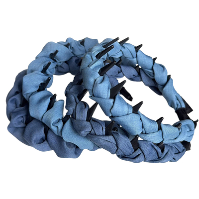 夏日甜酷牛仔蓝飘带发箍绑发一体