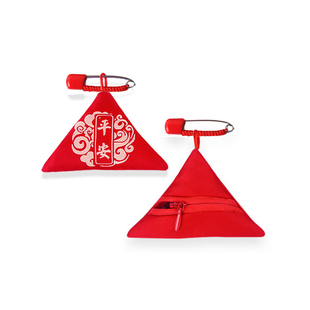 免缝拉链三角形福袋空袋平安护身符挂件随身佩戴香包别针红布袋