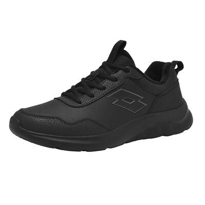 乐途新款男鞋皮面防泼水跑步鞋女