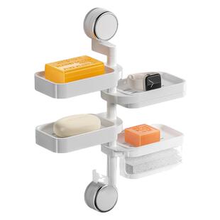 吸盘肥皂盒旋转壁挂式香皂盒子免打孔置物架浴室卫生间多层肥皂架