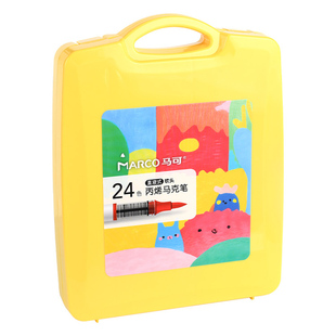 Marco马可儿童直液式丙烯马克笔安全速干防水小学生不透色水彩笔48色初学者幼儿园涂鸦DIY丙烯颜料美术专用