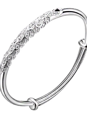 孔雀银手镯9999民族风