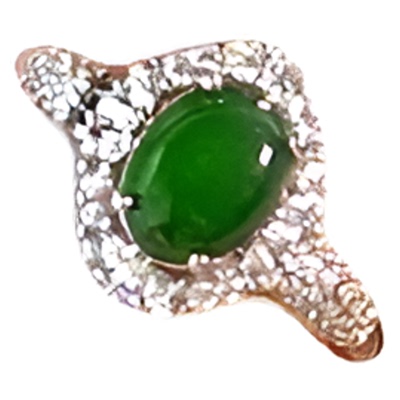 翡翠绿蛋面纯银轻奢高级感戒指