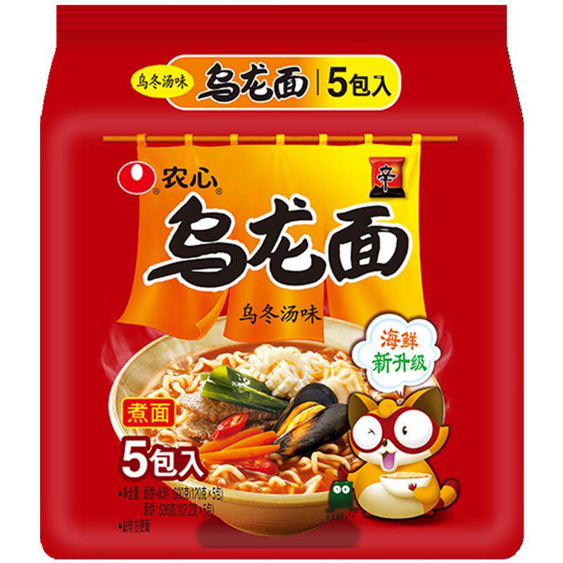 农心乌龙面乌冬汤120g*5连包