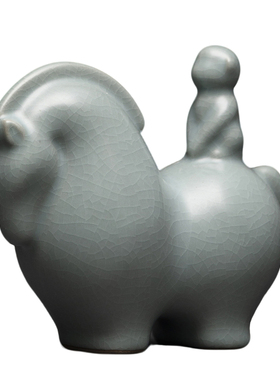 陶瓷生肖马上封侯有钱家居摆件