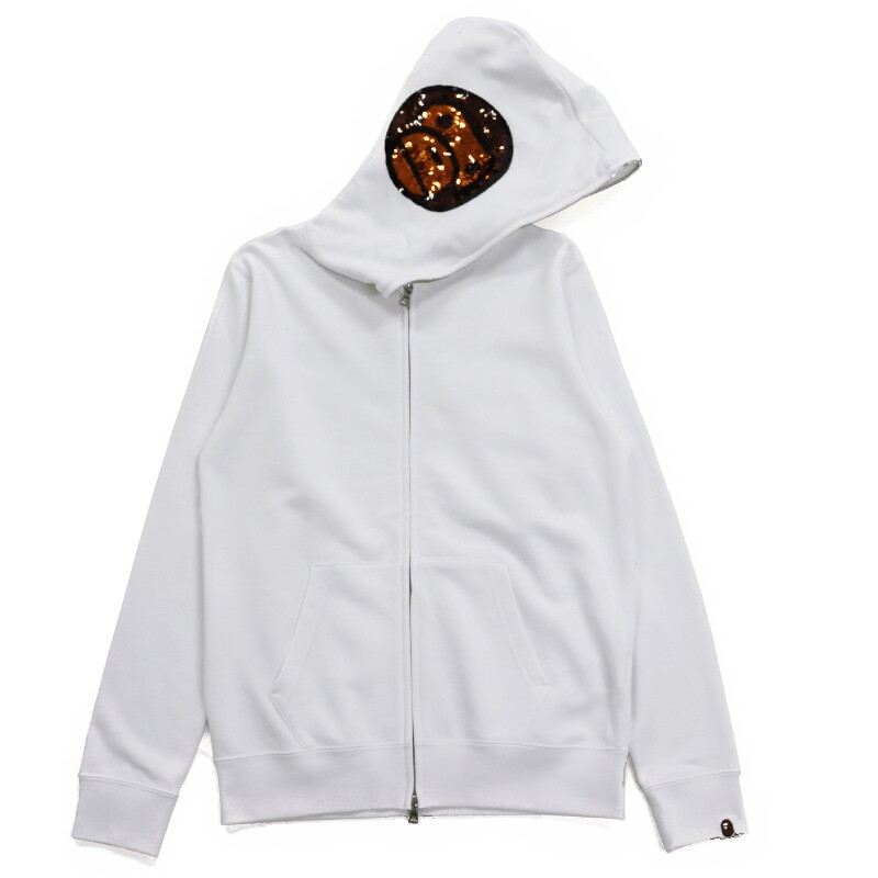 BAPE女装秋冬卡通BABY MILO香蕉亮片字母印花连帽卫衣外套215508H