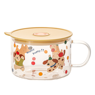 玻璃泡面碗带盖手柄汤面碗个人专用微波炉上班带饭便当盒宿舍学生